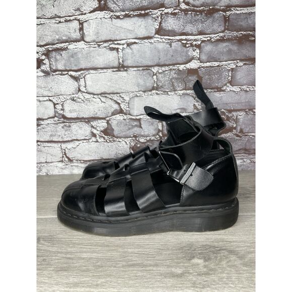 Dr. Martens Geraldo Black Leather Strap Gladiator Wedge Sandals Men’s 9M US/42EU - Picture 1 of 16